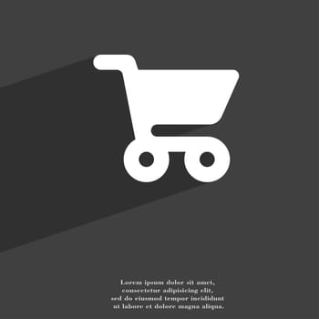 shopping basket icon symbol Flat modern web design with long shadow and space for your text. illustration