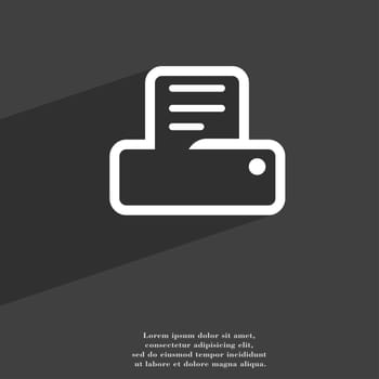 Printing icon symbol Flat modern web design with long shadow and space for your text. illustration