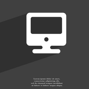 monitor icon symbol Flat modern web design with long shadow and space for your text. illustration