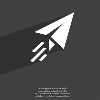Paper airplane icon symbol Flat modern web design with long shadow and space for your text. illustration