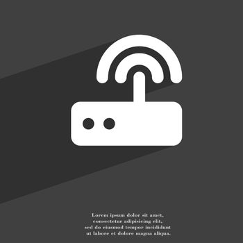 Wi fi router icon symbol Flat modern web design with long shadow and space for your text. illustration