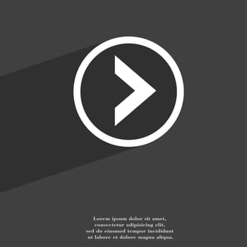 Arrow right, Next icon symbol Flat modern web design with long shadow and space for your text. illustration