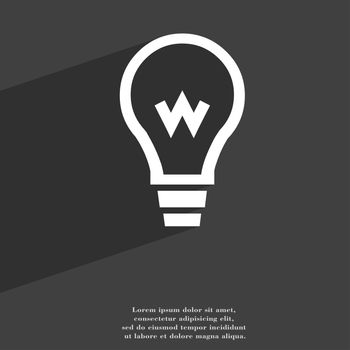 Light bulb icon symbol Flat modern web design with long shadow and space for your text. illustration