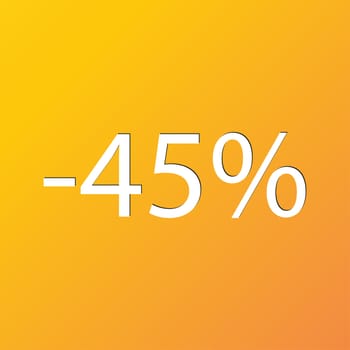 45 percent discount icon symbol Flat modern web design with long shadow and space for your text. illustration