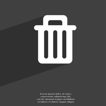 Recycle bin icon symbol Flat modern web design with long shadow and space for your text. illustration