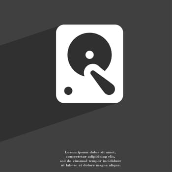 hard disk icon symbol Flat modern web design with long shadow and space for your text. illustration
