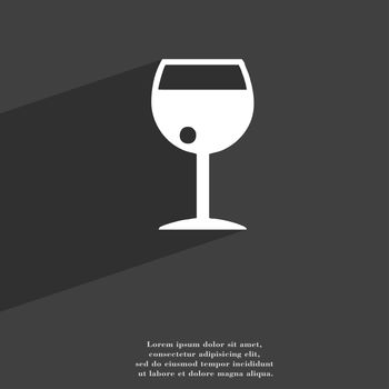 glass of wine icon symbol Flat modern web design with long shadow and space for your text. illustration