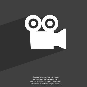 video camera icon symbol Flat modern web design with long shadow and space for your text. illustration