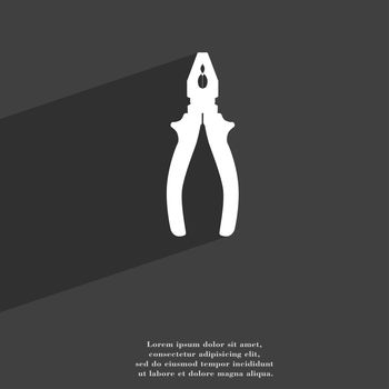 pliers icon symbol Flat modern web design with long shadow and space for your text. illustration