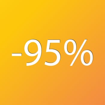 95 percent discount icon symbol Flat modern web design with long shadow and space for your text. illustration