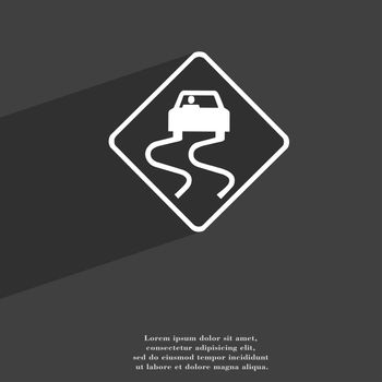 Road slippery icon symbol Flat modern web design with long shadow and space for your text. illustration