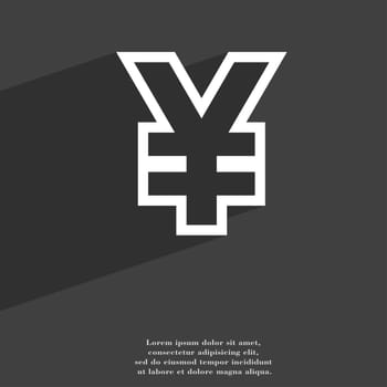 Yen JPY icon symbol Flat modern web design with long shadow and space for your text. illustration