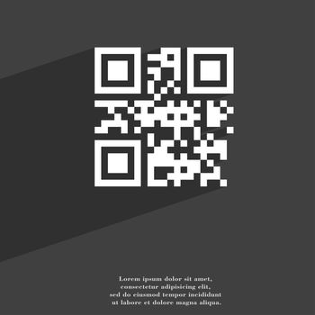 Qr code icon symbol Flat modern web design with long shadow and space for your text. illustration