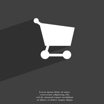 Shopping basket icon symbol Flat modern web design with long shadow and space for your text. illustration