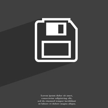 floppy disk icon symbol Flat modern web design with long shadow and space for your text. illustration