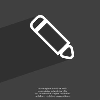 Pen icon symbol Flat modern web design with long shadow and space for your text. illustration