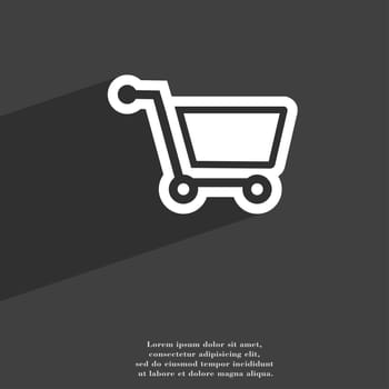 shopping cart icon symbol Flat modern web design with long shadow and space for your text. illustration