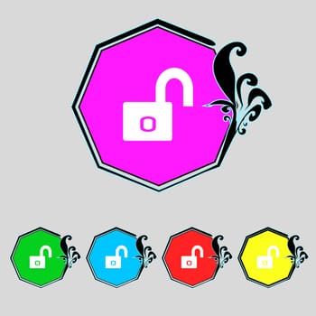 Lock sign icon. Locker symbol. Set colur buttons. illustration