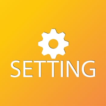 Cog settings icon symbol Flat modern web design with long shadow and space for your text. illustration