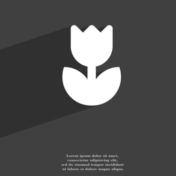 Flower, rose icon symbol Flat modern web design with long shadow and space for your text. illustration