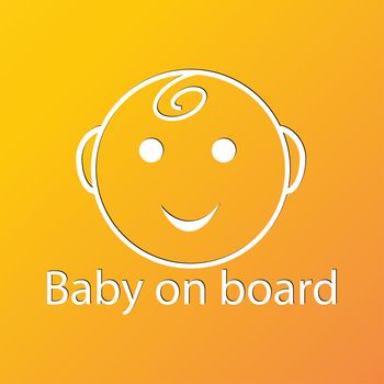 Baby on board icon symbol Flat modern web design with long shadow and space for your text. illustration