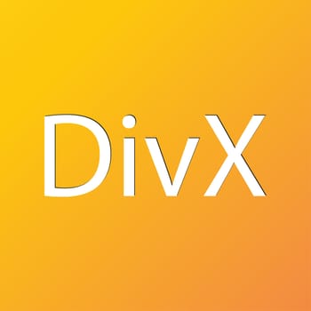 DivX video format icon symbol Flat modern web design with long shadow and space for your text. illustration
