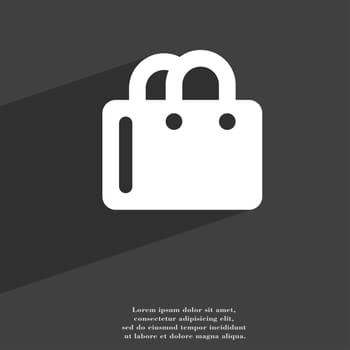 shopping bag icon symbol Flat modern web design with long shadow and space for your text. illustration