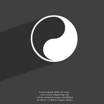 Yin Yang icon symbol Flat modern web design with long shadow and space for your text. illustration