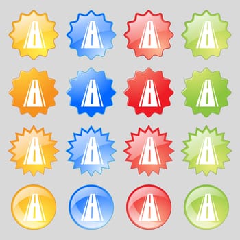 Road icon sign. Big set of 16 colorful modern buttons for your design. illustration