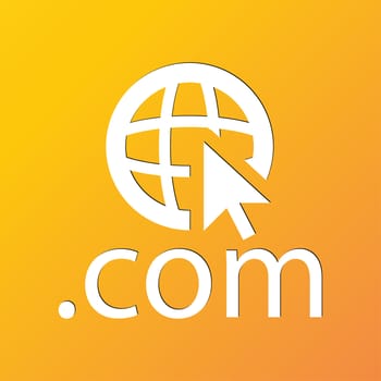 Domain COM icon symbol Flat modern web design with long shadow and space for your text. illustration
