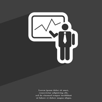 businessman making report icon symbol Flat modern web design with long shadow and space for your text. illustration