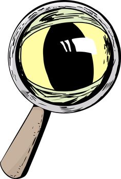 Isolated magnifying glass with large cat eye looking through