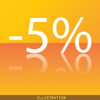 5 percent discount icon symbol Flat modern web design with reflection and space for your text. illustration. Raster version