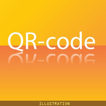 Qr code icon symbol Flat modern web design with reflection and space for your text. illustration. Raster version