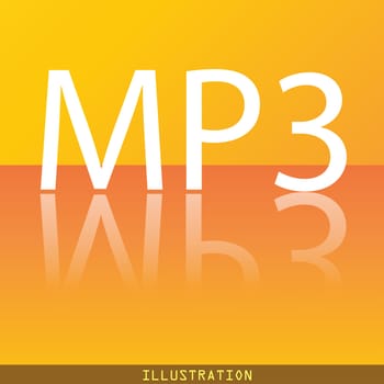 Mp3 music format icon symbol Flat modern web design with reflection and space for your text. illustration. Raster version