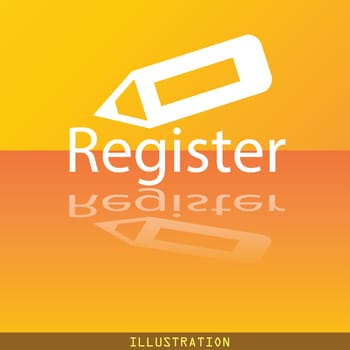 Register icon symbol Flat modern web design with reflection and space for your text. illustration. Raster version