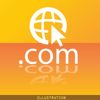 Domain COM icon symbol Flat modern web design with reflection and space for your text. illustration. Raster version