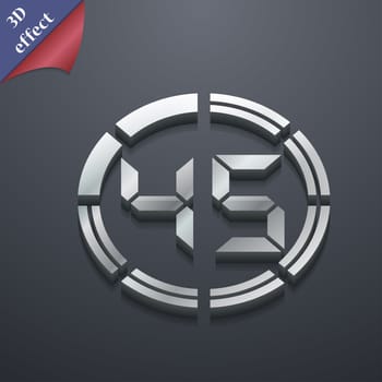 45 second stopwatch icon symbol. 3D style. Trendy, modern design with space for your text illustration. Rastrized copy