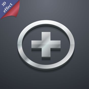 Plus, Positive, zoom icon symbol. 3D style. Trendy, modern design with space for your text illustration. Rastrized copy
