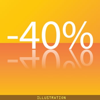 40 percent discount icon symbol Flat modern web design with reflection and space for your text. illustration. Raster version
