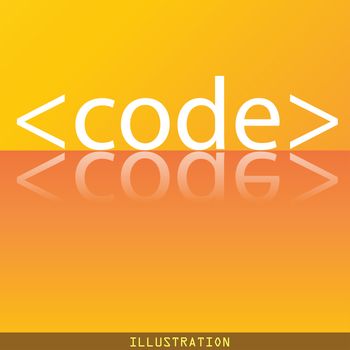 Code icon symbol Flat modern web design with reflection and space for your text. illustration. Raster version