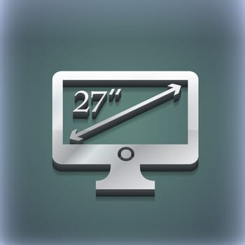 diagonal of the monitor 27 inches icon symbol. 3D style. Trendy, modern design with space for your text illustration. Raster version