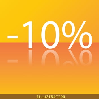 10 percent discount icon symbol Flat modern web design with reflection and space for your text. illustration. Raster version