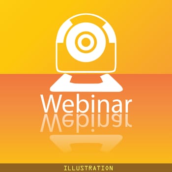 Webinar web camera icon symbol Flat modern web design with reflection and space for your text. illustration. Raster version
