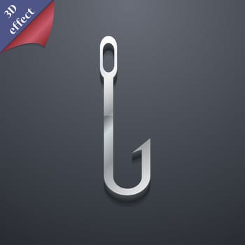 Fishing hook icon symbol. 3D style. Trendy, modern design with space for your text illustration. Rastrized copy