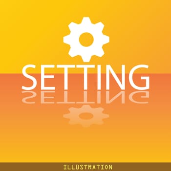 Cog settings icon symbol Flat modern web design with reflection and space for your text. illustration. Raster version