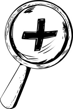 Outlined magnifying glass with zoom in symbol