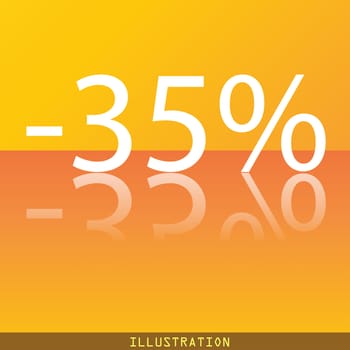 35 percent discount icon symbol Flat modern web design with reflection and space for your text. illustration. Raster version