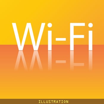 Free wifi icon symbol Flat modern web design with reflection and space for your text. illustration. Raster version