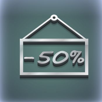 50 discount icon symbol. 3D style. Trendy, modern design with space for your text illustration. Raster version